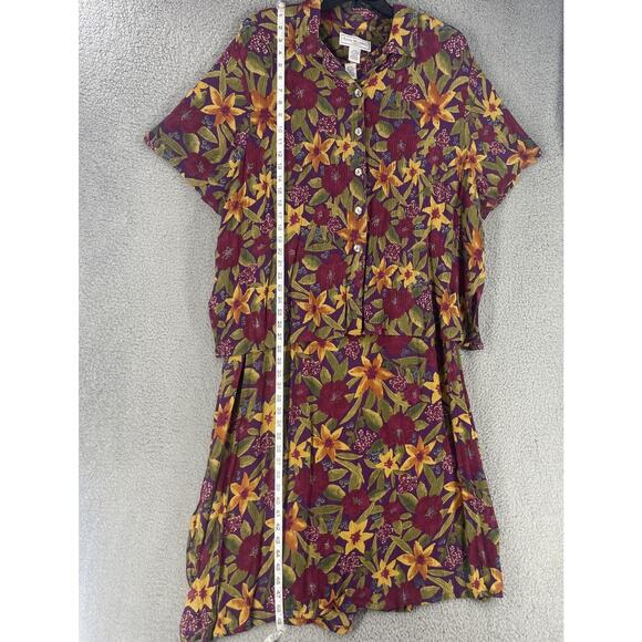 Anna Maxwell Dress Set Womens 24W Colorful Floral Button Shirt 90s Flowy Tropica - Picture 3 of 15